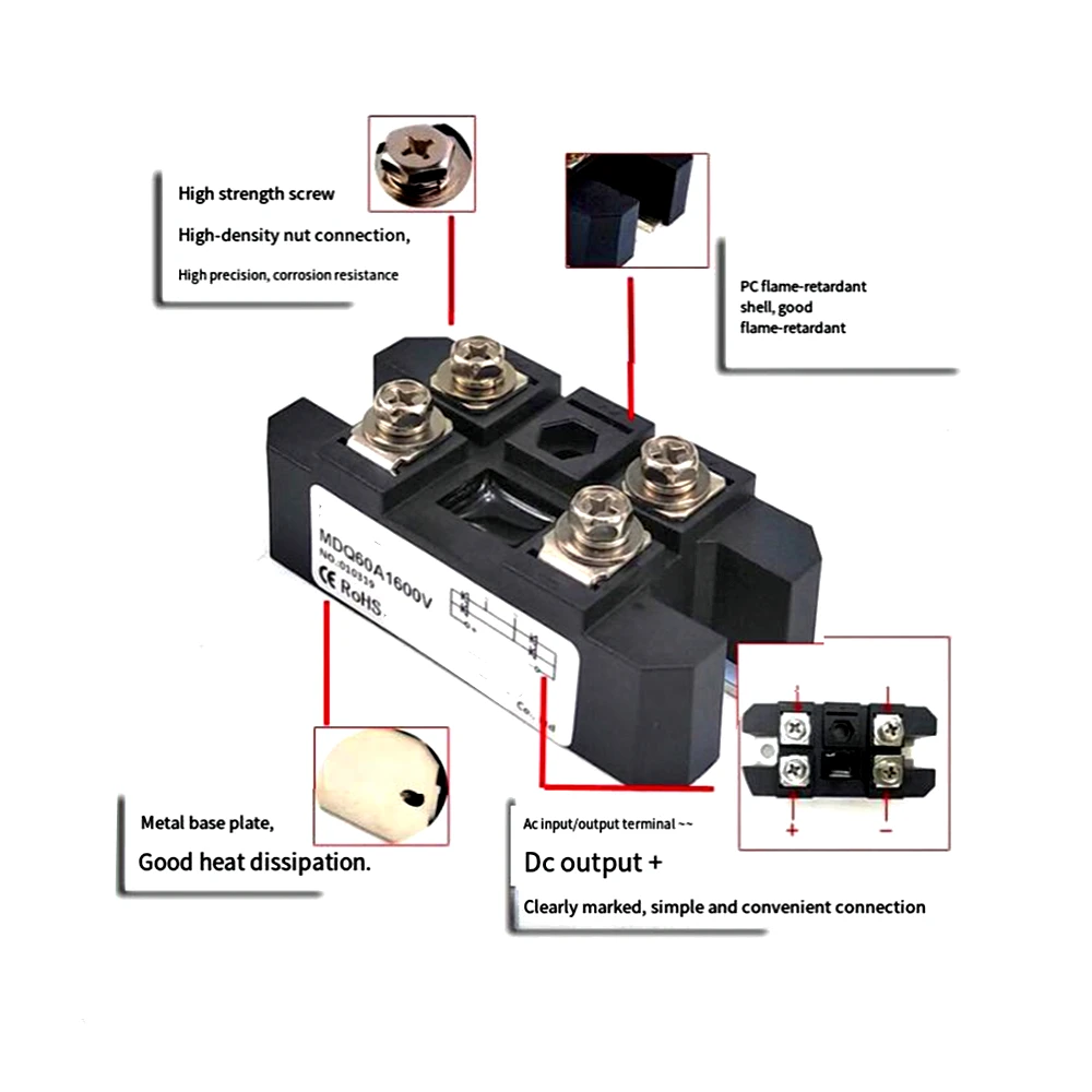 MDQ60-16 Single-phase rectifier MDQ60A 600V 800V 1000V 1200V 1400V 1600V 1800V 2000V 2500V Bridge rectifier module M340 package