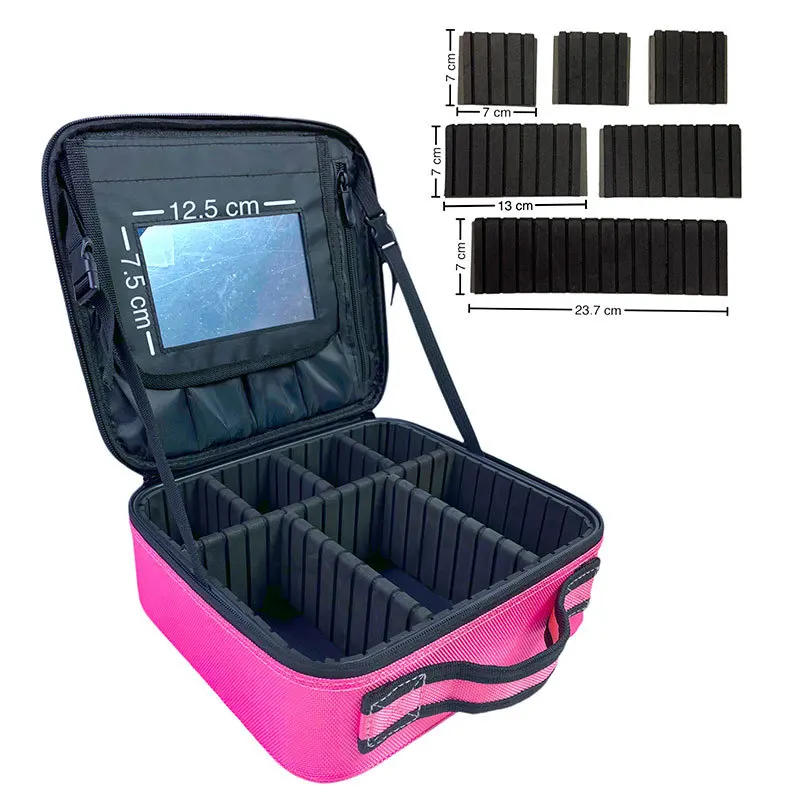 Portable Partition Makeup Bag Travel High-capacity Mirror Makeup Salon Tattoos Nail Art Tool Case Box Waterproof Cosmetic Bag