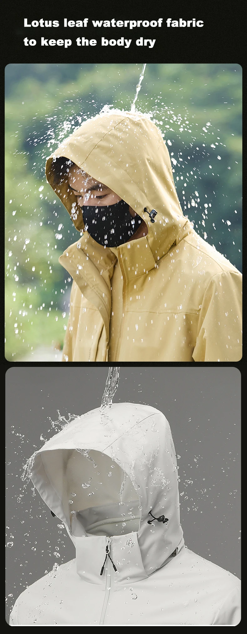LNGXO 3-in-1-Winterjacke, Unisex, wasserdicht, winddicht, warm, Windjacke, austauschbare Fleecejacke, Wandern, Klettern, Camping – Detail 4
