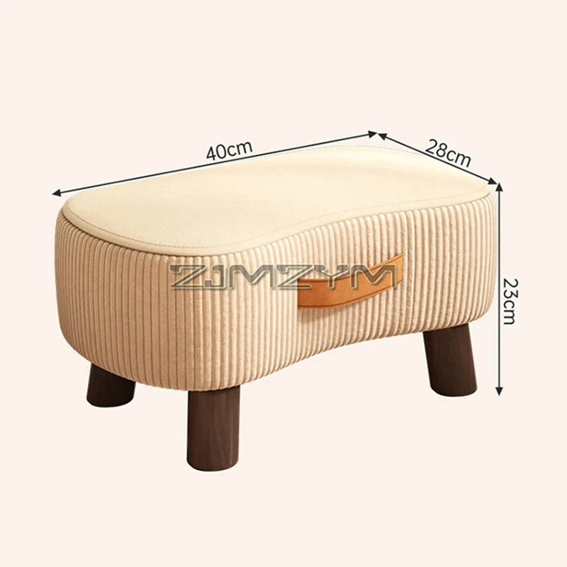 Small Rectangle Foot Stool, Velvet Fabric Footrest Ottoman Stool with Non-Skid Wood Legs, Modern Footstools Step for Couch