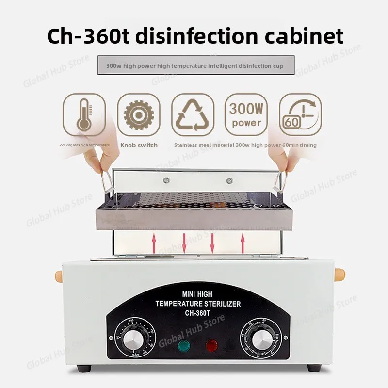 

300 Вт высокотемпературный стерилизатор для ногтей, стерилизация коробки для сухой тепловой дезинфекции, шкаф для маникюра, инструменты для татуировки, Прямая поставка