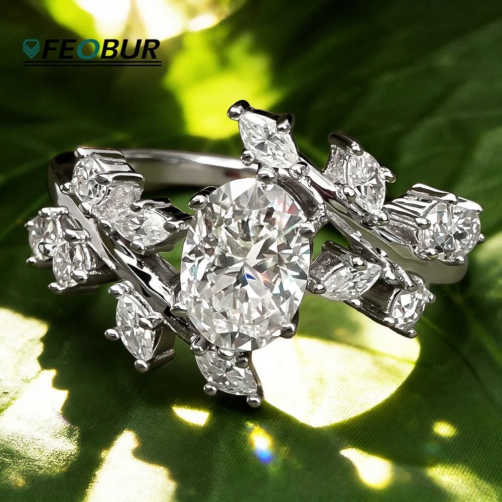 

Кольцо с овальным муассанитом 1.78 карата (общий вес 2.00 карата) с сертификатом, из стерлингового серебра 925 пробы, с боковыми грушевидными бриллиантами, обручальное кольцо для женщин, ювелирные подарки