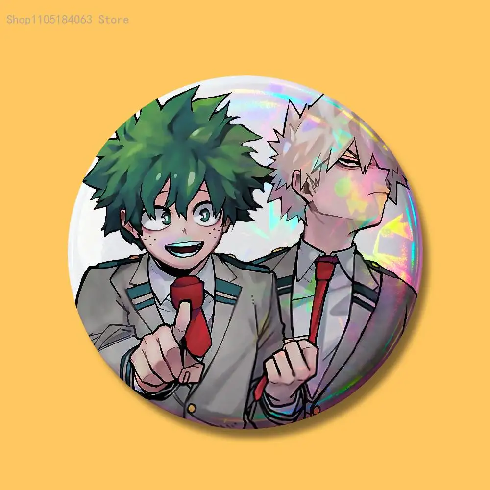 Deku Bakugou شوتو بطل A-الأكاديمية شارة 32 44 58 75 مللي متر جولة تأثيري دبوس حقيبة ديكور المشجعين جمع الأصدقاء الهدايا بروش تذكارية #6