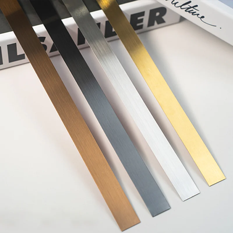 A Roll of 5M Long Stainless Steel Decorative Strip, Self-Adhesive Waterproof Matte Surface, Suitable for Indoor Decoration