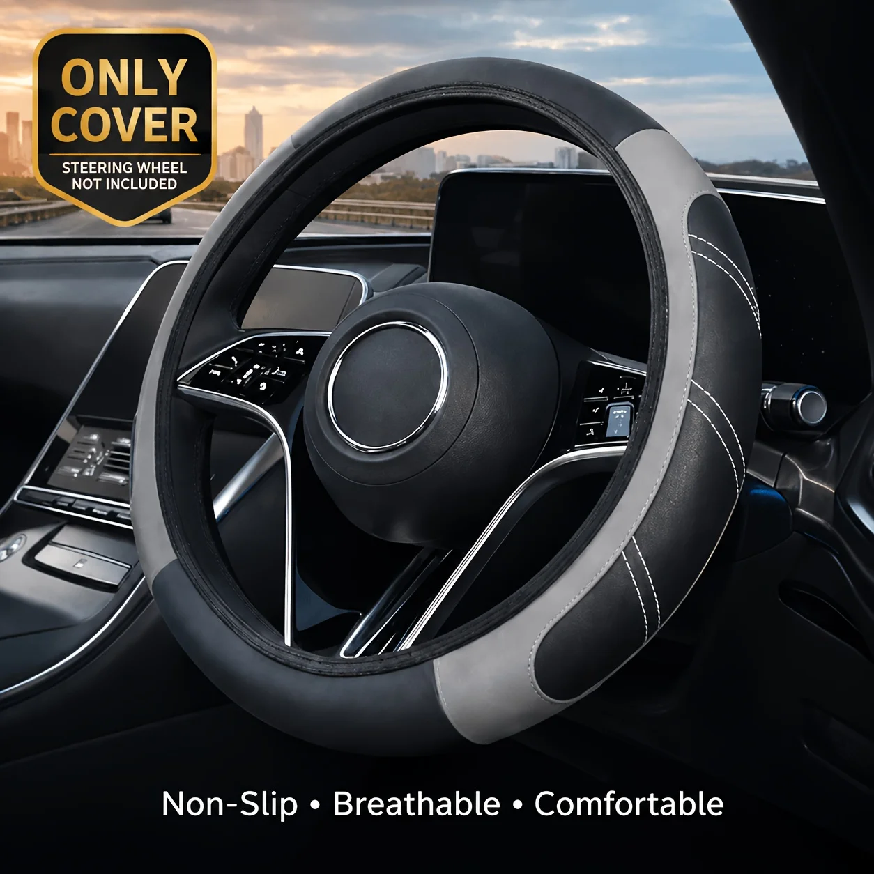1 Piece of Randomly Colored Perforated Pu Leather Steering Wheel Cover - Non-Slip, Breathable, Comfortable Grip |   Anti-Sweat Design Suitable for All Seasons |   Universal Model Suitable for Most Car Models, Halloween and Christmas Gifts