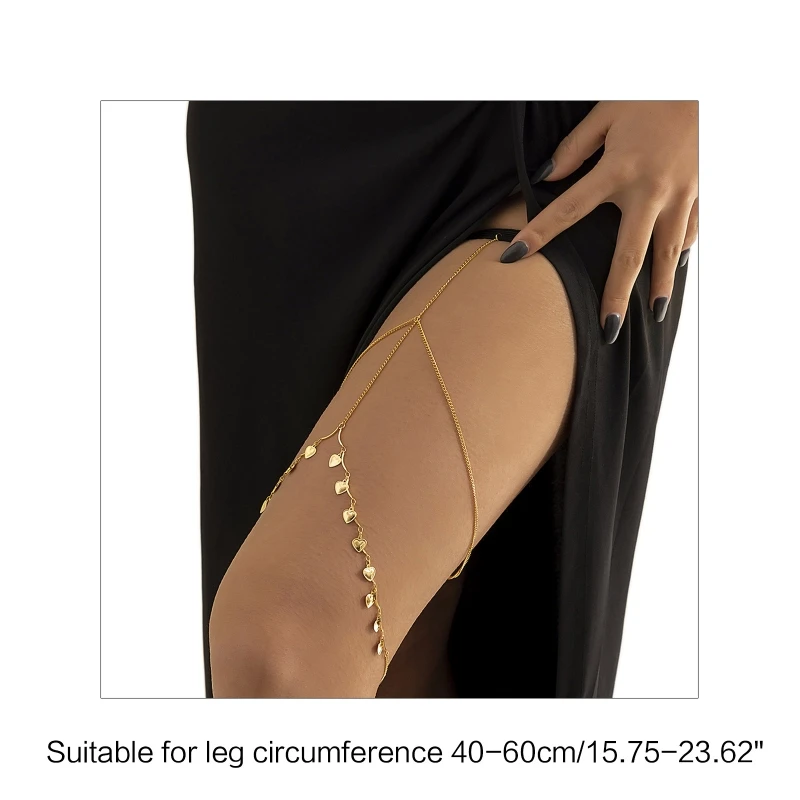 Chaîne de jambe à pompon en forme de cœur pour femmes, chaîne de cuisse gothique, bijoux mignons pour boîte de nuit Halloween Cosplay plage fête, livraison directe