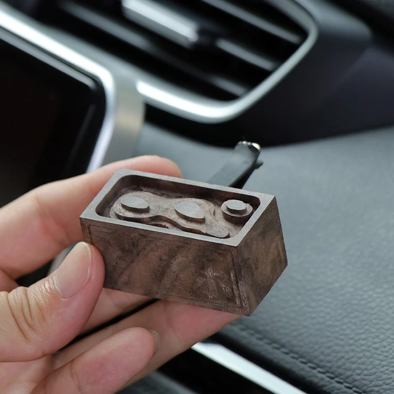 1Pc Natural Black Walnut 3D Diffuser Wood Car Air Vent Clip Essential Oil Aroma Freshener Auto Interior Aromatherapy Ornament