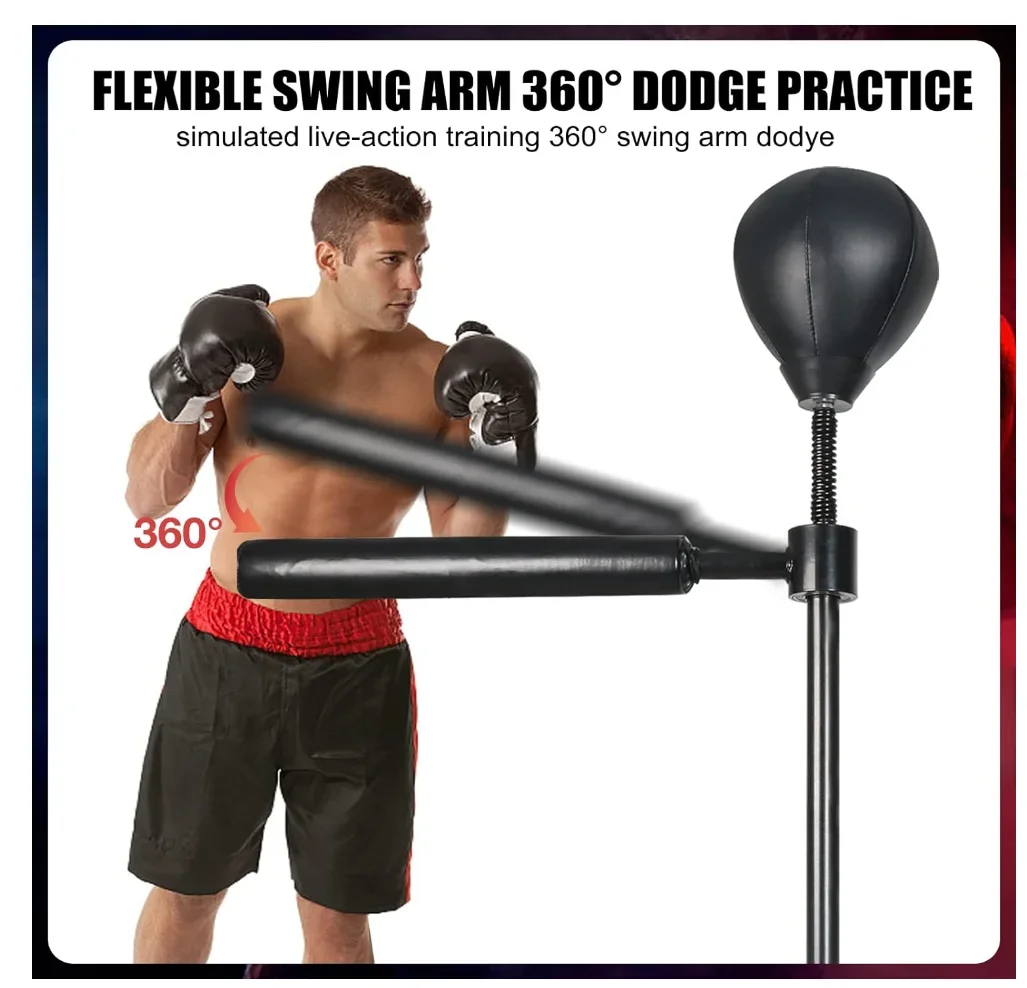 Boxing Speed Trainer Punching Pump Rotating Lever, Training Boxing Ball with Reflective Lever Standing Independently