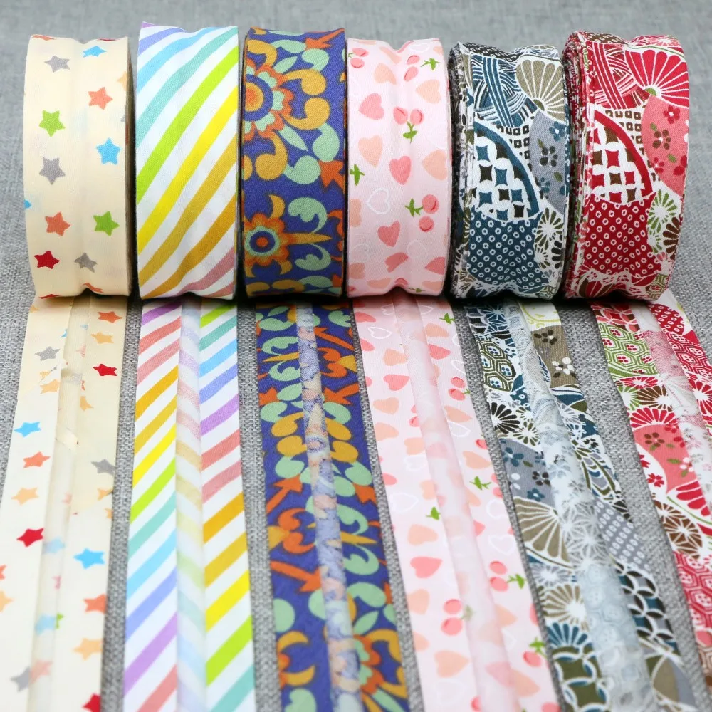 100% Cotton Bias Binding Tape Plaid fabrics Welt Cloth Strip  for DIY Sewing Ribbon 25mm x 5meters