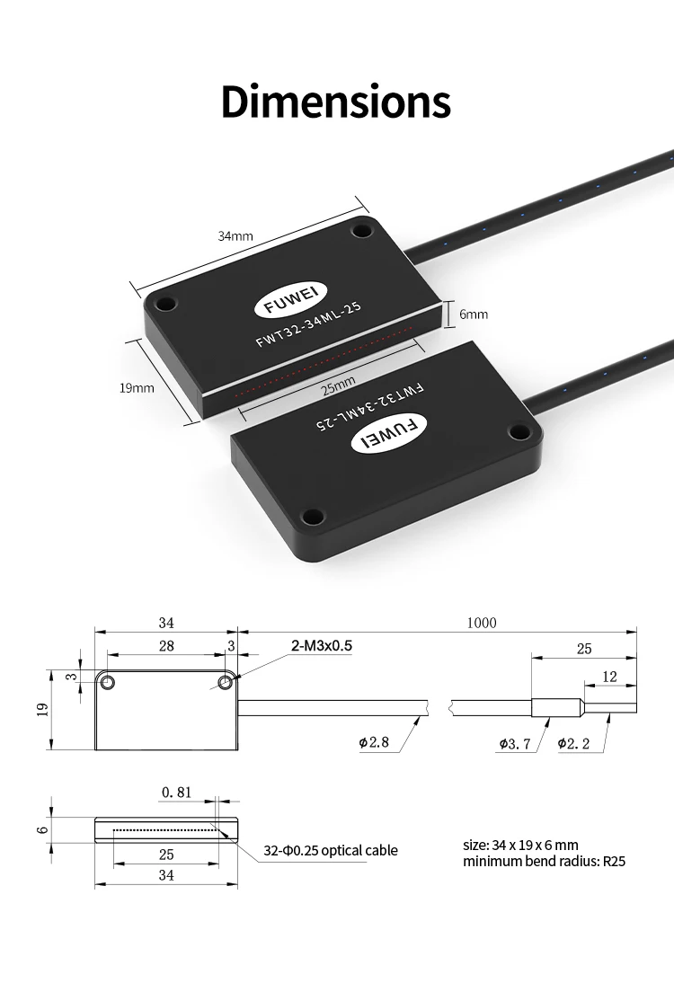 FUWEI FWT32-34ML-25 Durchstrahl-Matrix-Faseroptiksensor 25mm Flächenerkennung 0,8mm Zählung kleiner Teile Vibrationszuführung fehlt – Detail 11
