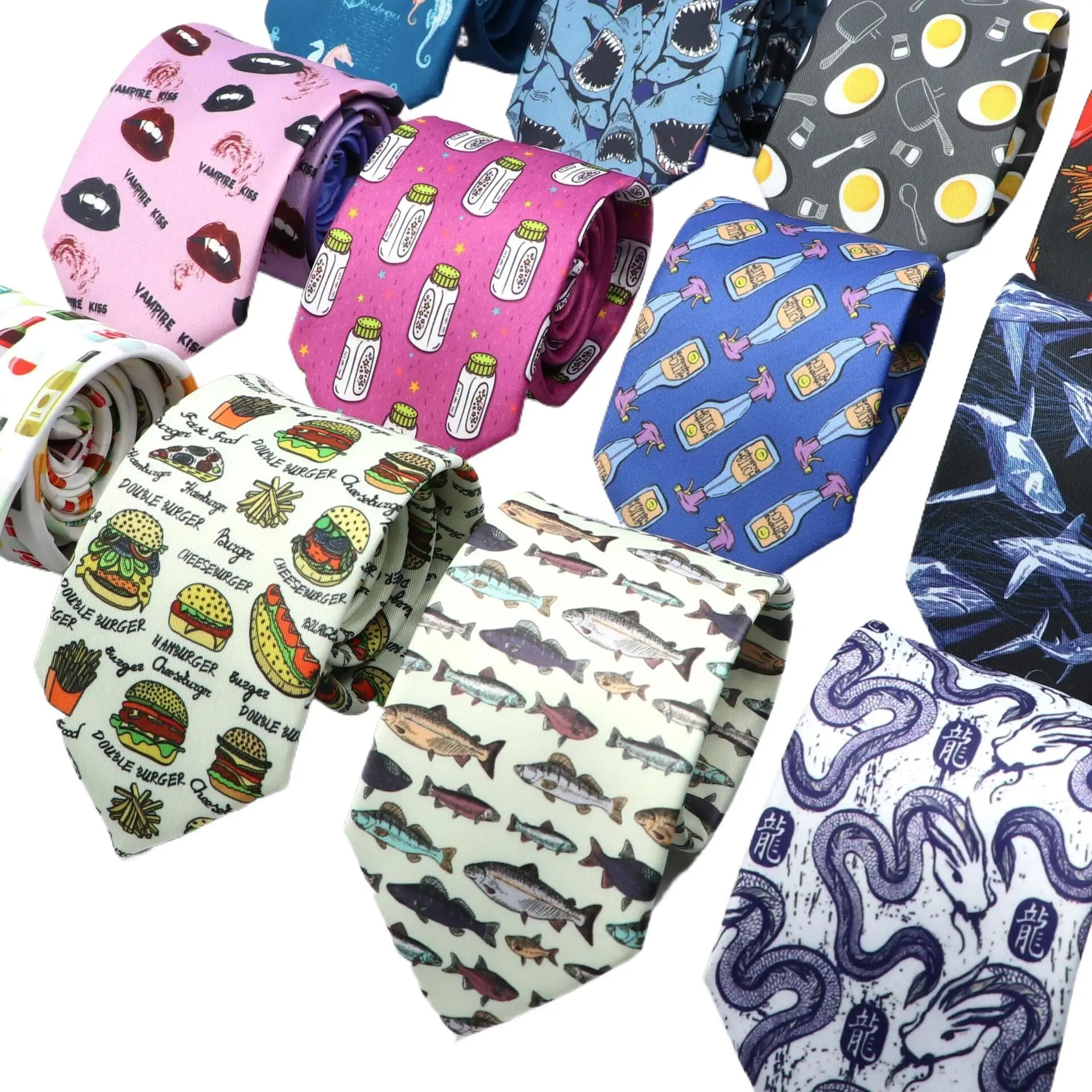 

Korean casual 7.5cm men's tie print with personalized original fashion Instagram fun creativity