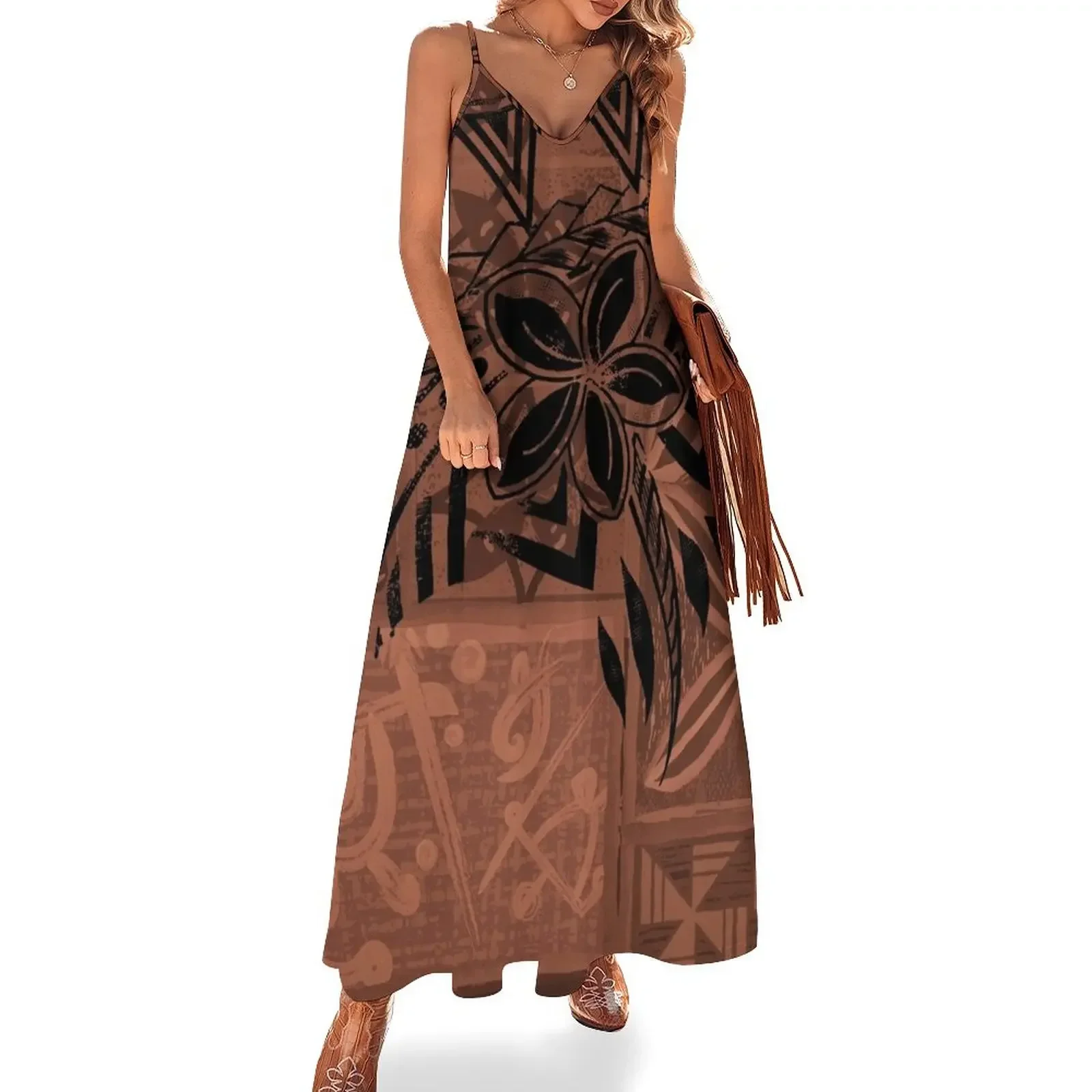 

Vintage Hawaiian Tribal Petrogyph Pattern Sleeveless Dress summer women's suit evening dresses luxury 2024 summer clothes Dress