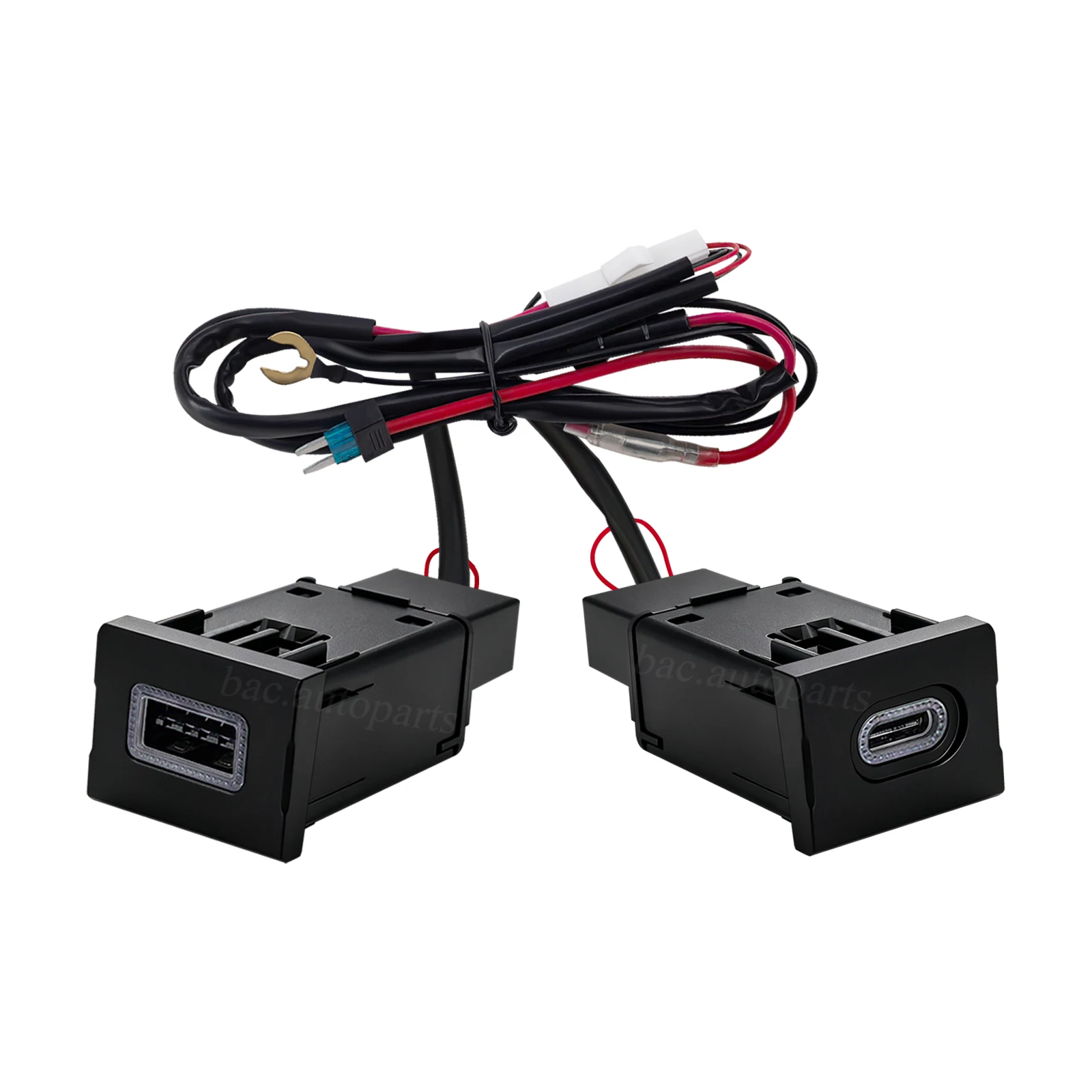 12V QC3.0 Fast Charge USB Car Charger Socket Wiring Kit For VW T6 Multivan Transporter 2015-2020 Cigarette Lighter Power Tap