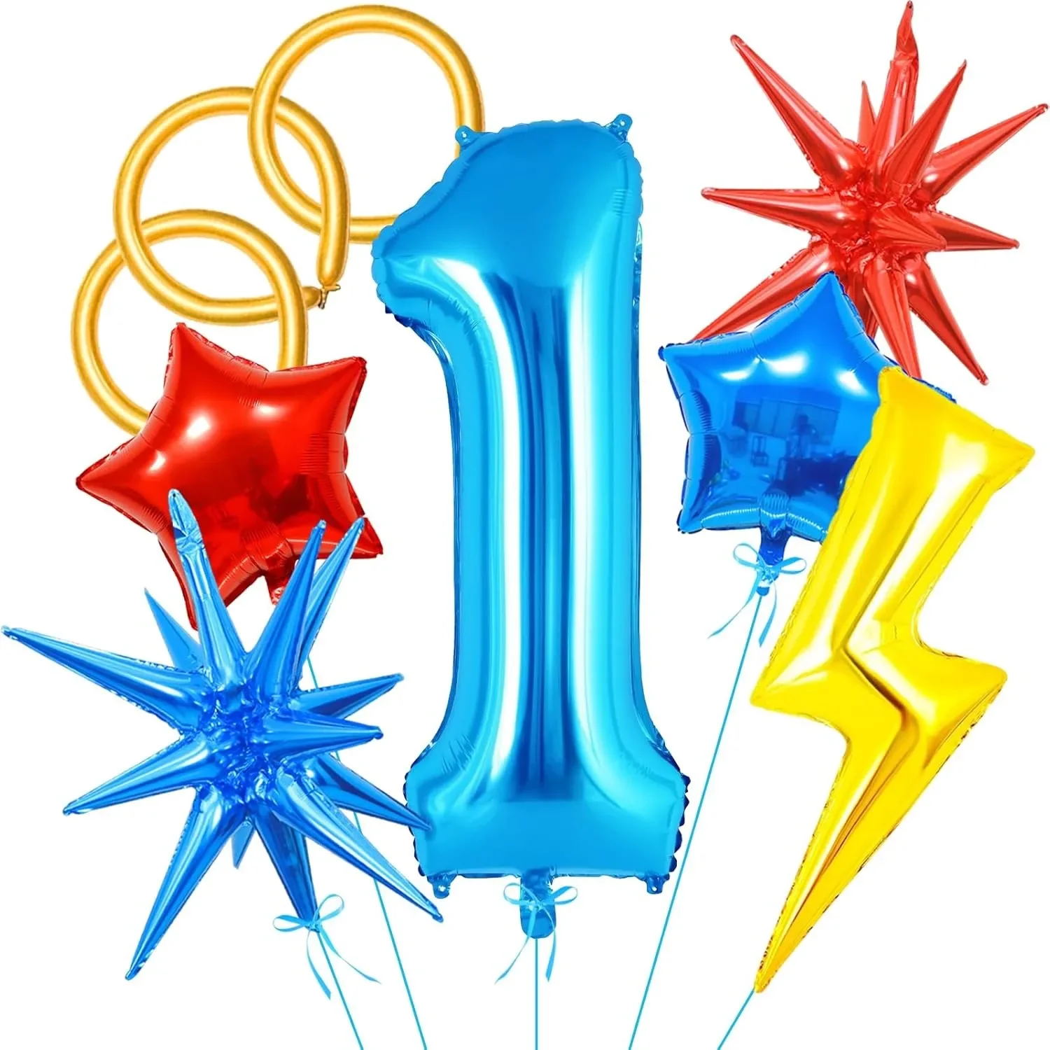 11-teiliges Set mit Zahlen- und Blitz-Sternballons, ideal für Geburtstagsfeiern, Themenparty-Dekoration, Foto-Requisiten und festliche Anlässe – Detail 11