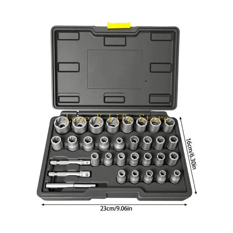 L74C Full 32 Tool Bolt Extractors Set 6mm 19mm Ranges Impact Driver Compatible Professional Grades