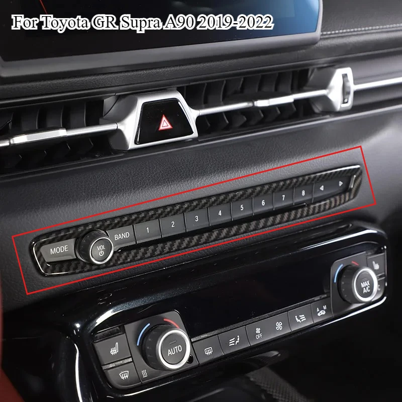 

Аксессуары для автомобилей Toyota GR Supra MK5 A90 2019-2022: накладка на центральную консоль, рамка для регулятора громкости, наклейка, ABS, красный/карбоновый дизайн.