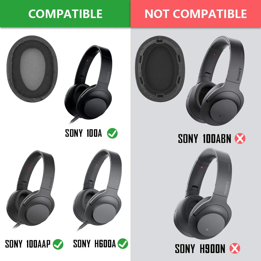 เปลี่ยนแผ่นรองหูฟังแผ่นรองหูฟังซ่อมอะไหล่สำหรับ Sony MDR-100A MDR-100AAP MDR-H600A MDR 100A 100AAP H600A หูฟัง