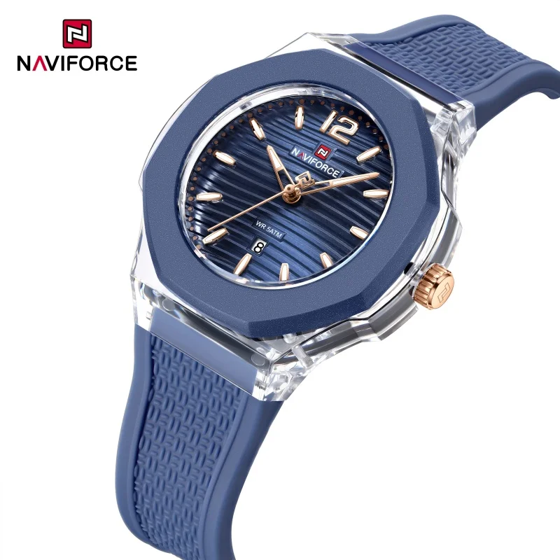 New NAVIFORCE Ladies Watch Fashion Comfortable Silicone Strap Date Women Watches Luxury Waterproof Girl Gift Wristwatch Clocks