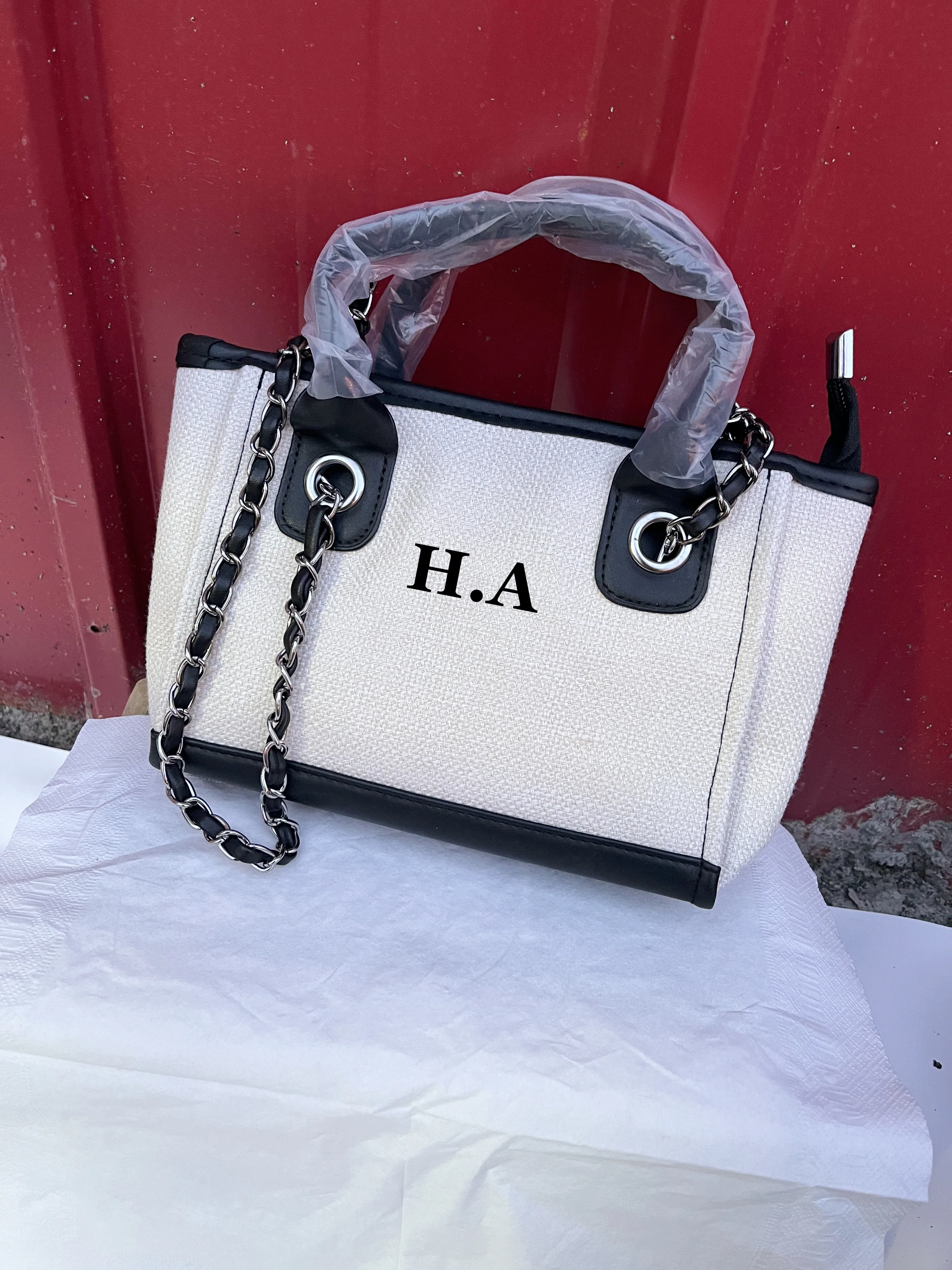 Custom Shoulder Tote Bag, Women's Handbag, Personalised  Beach Bag, Hand Bag, Canvas Bag, Gifts For her, Chain tote bag,