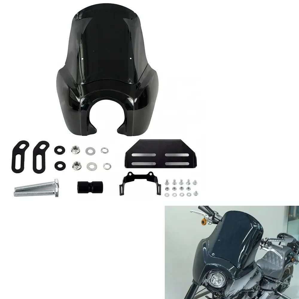 Motorcycle Smoke Fairing 15inch Windshield W/Headlight Relocation Bracket for Harley Softail Low Rider S 114 117 FXLRS 2020-2022