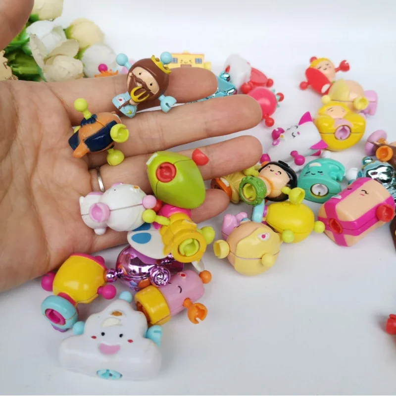 10Pcs Original Mini Kawaii Cute Colorful Assemble Bracelet Necklace Animals Figure Model Rare Collection Toy Gift for Kid Girl