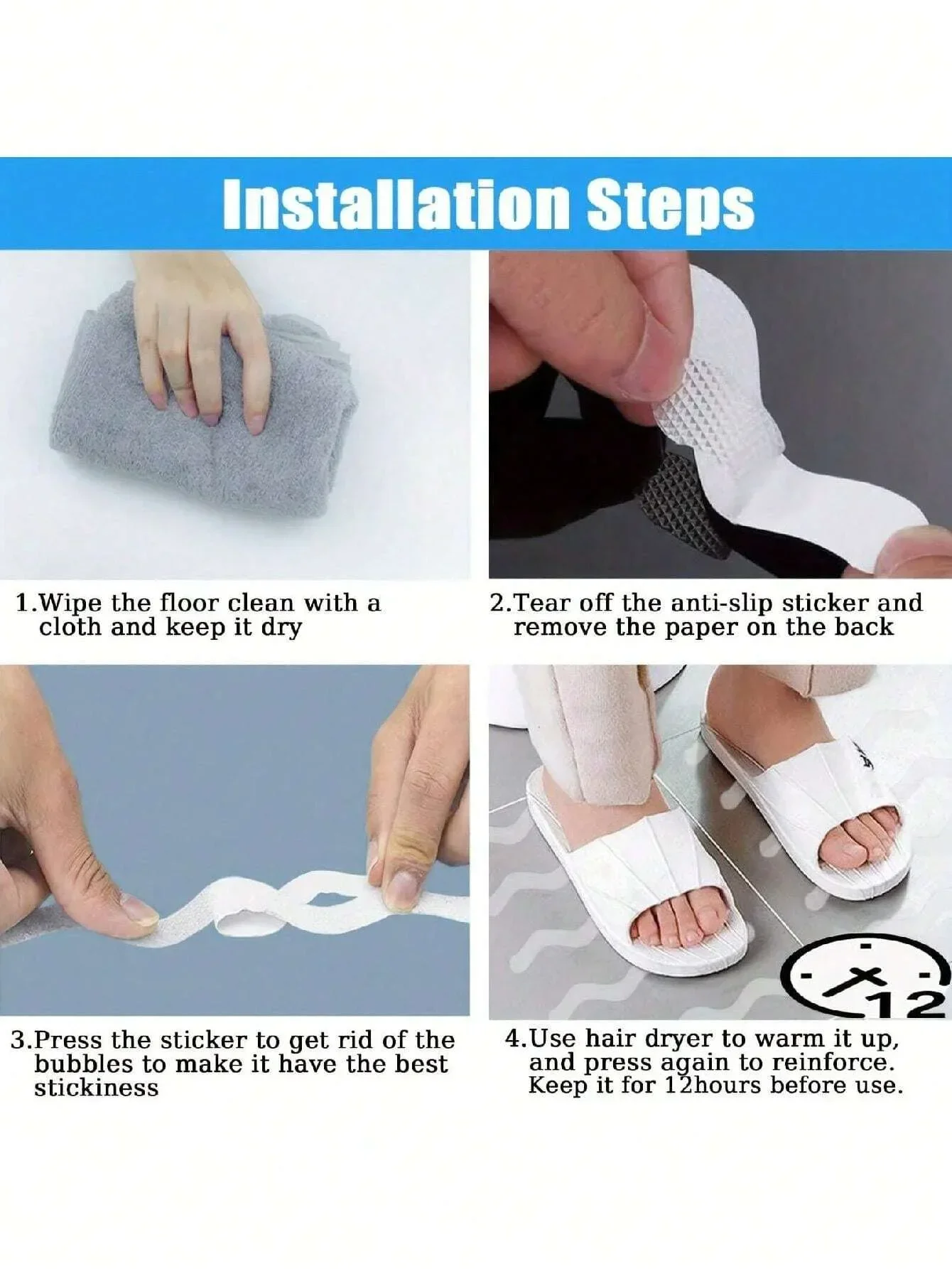 24Pcs Package Transparent Anti-Slip Stickers For Bathroom Floor And Shower - Bathtub Floor Safety Anti-Slip Strips image 2