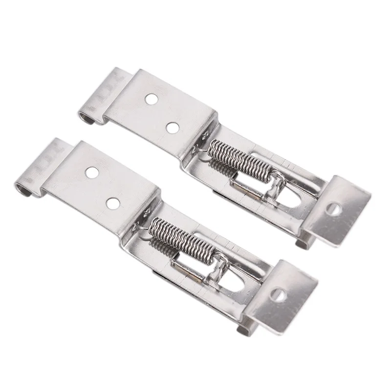 2PCS Rectangular Car License Plate Spring Loaded Stainless Steel Bracket Cars Frame Holder Clamps Trailer Number Plate Clips