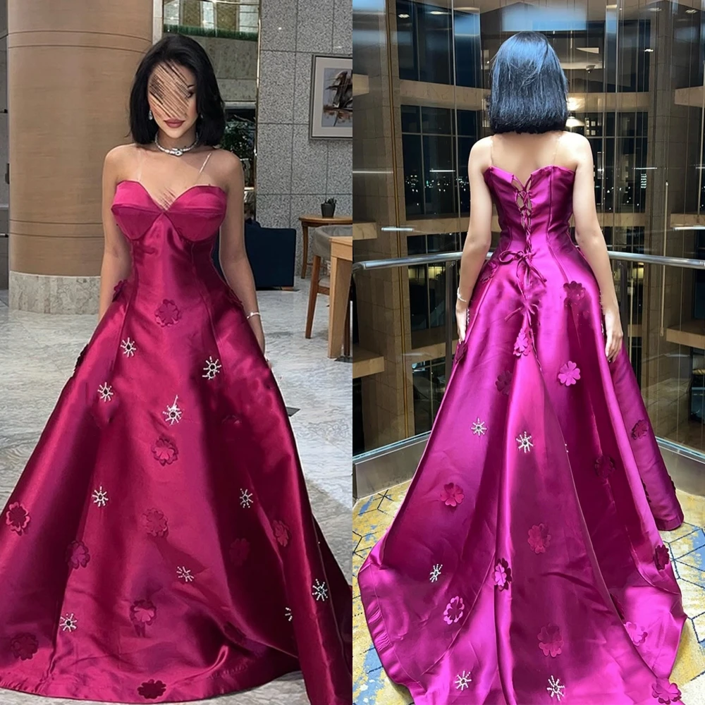 

Jiayigong Exquisite Modern Style Formal Evening Strapless Floor-Length Ball Gown Appliques Satin Dresses