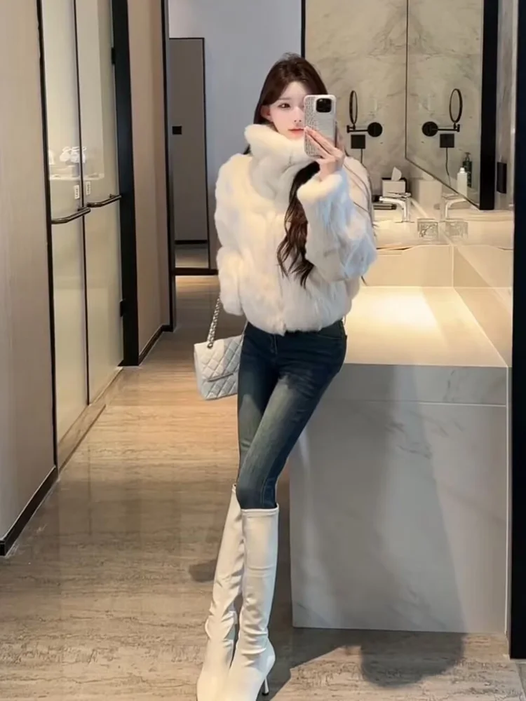 

High Waist Elastic Slim Fit Pants Korean Sle Women's Jeans Cotton Stretch Fabric Proportional Mong Leg a