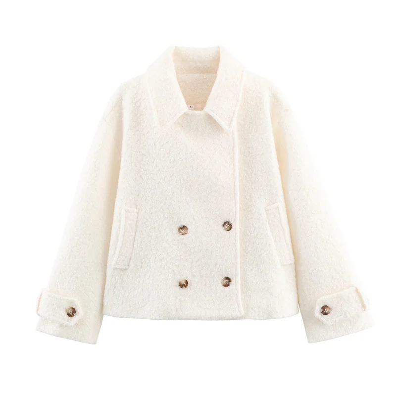 

Women's Jacket 2025 Autumn New Style White Long-Sleeve Button-Decorated Simple Short Coat Casual Fashion Versatile