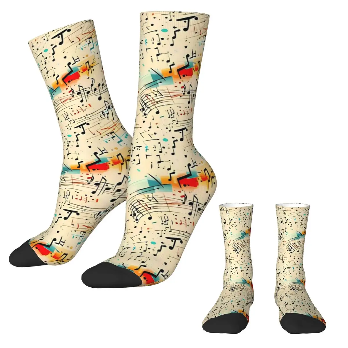 

Современные ноты, осенние чулки с принтом в стиле ретро, кавайные мягкие дышащие носки для пар, нескользящие носки с графическим рисунком для скейтборда