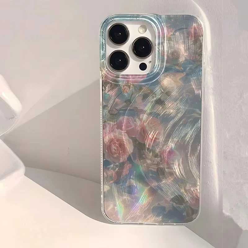 Funda estampada con ondas de agua rosa frescas de verano para Samsung Galaxy A55 A54 A15 A35S25 S24 S23 S22 Ultra S21 FE S20 cubierta trasera brillante