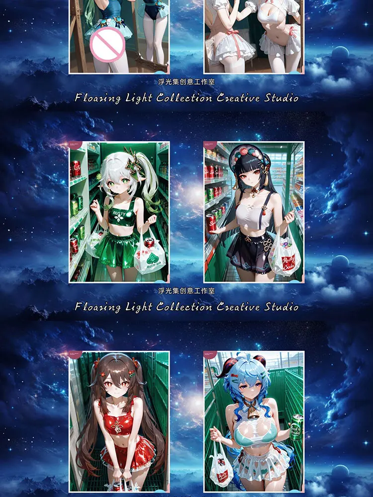 

2025 Newest Floating Light Collection Girl's Water Story A5 Boards Goddess Feast Anime Girl Party Bikini Hobbies Gifts
