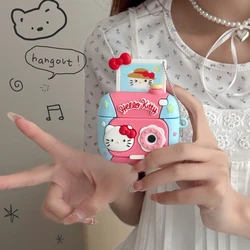 3D Cute Cartoon Sanrio Hello Kitty Camera Earphone Case For Airpods 1 2 3 Pro Wireless Bluetooth Headset Protective Soft Cover