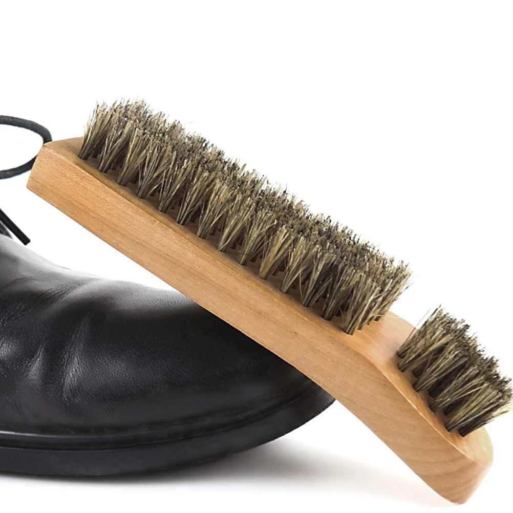 

2Pcs Pig Bristle Shoes Cleaning Brush Set Durable Design Effective Cleaning Angle Lightweight Portable Shoes Brush