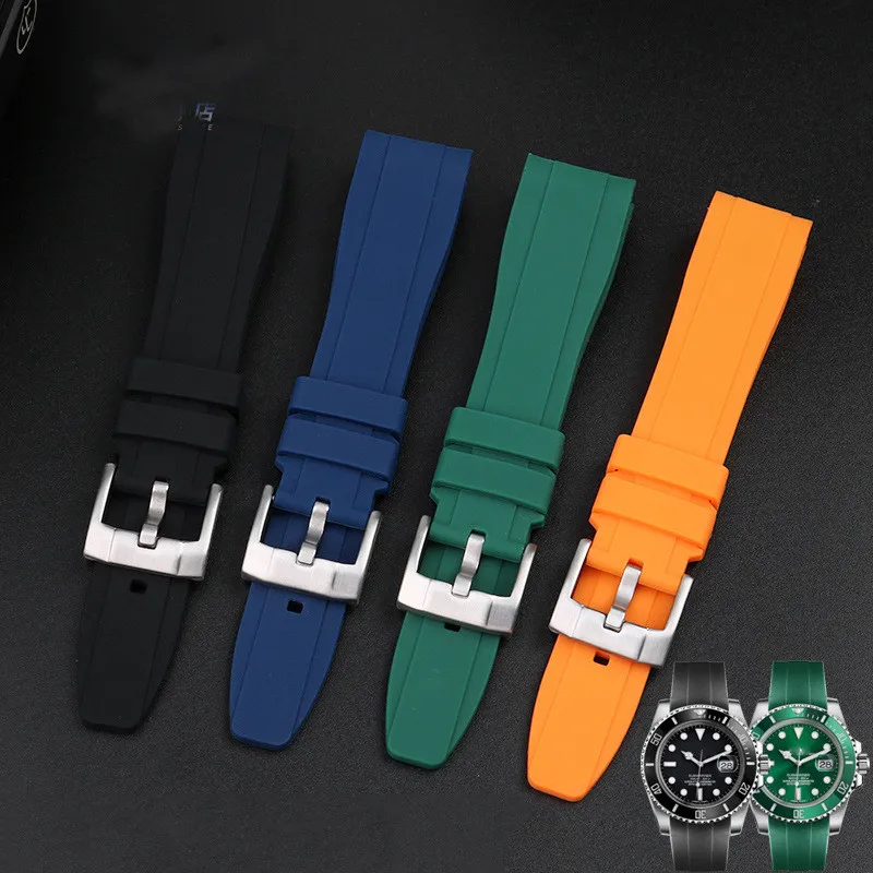 Curved Interface Rubber Strap for 20mm 22mm Seiko 5 SRPD63K1/Rolex Submariner/Citizen/Tissot Seastar 1000 Diving Watch Band