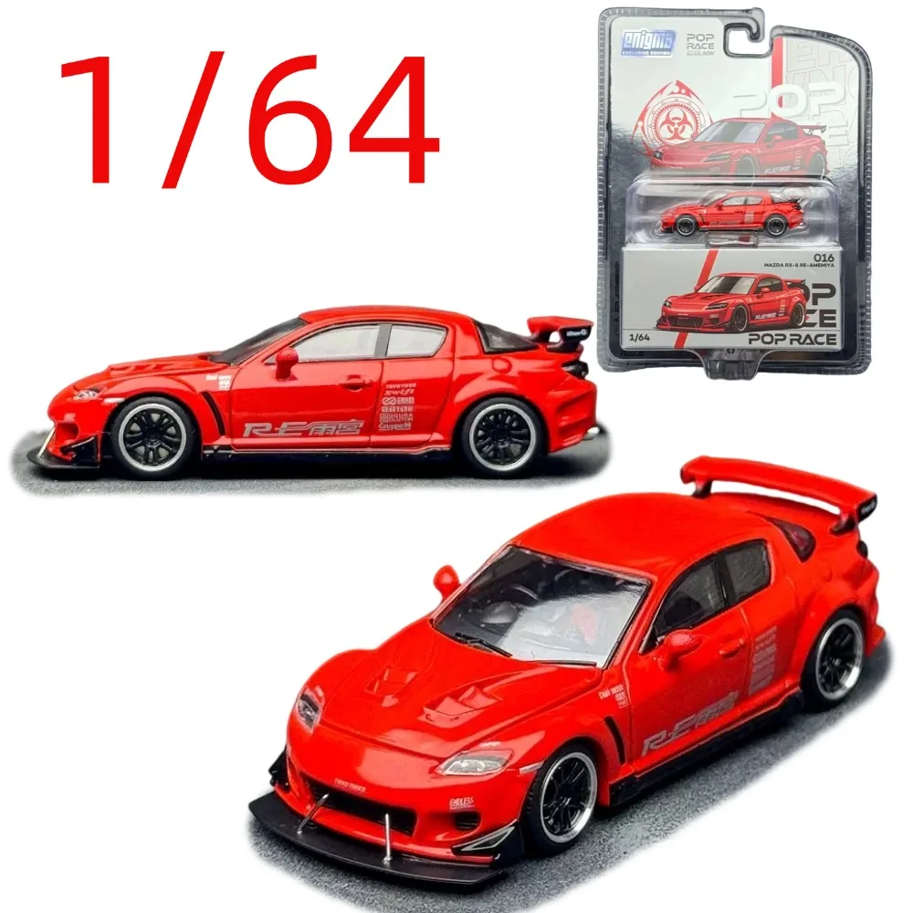 Poprace Diecast 1/64 Scale Mazda RX-8 RE-AMEMIYA Sports Vehicle Model Alloy Mazda RX-8 Racing Car Model Display Original Box