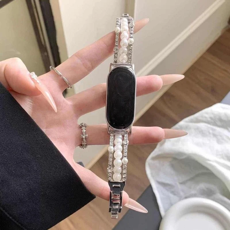 

Pearl studded diamond strap is suitable for Xiaomi Band 8Pro/9Pro，For Mi band 3/4/5/6/7，8/8NFC/9/9NFC/10/10NFC，For Redmi Watch6/