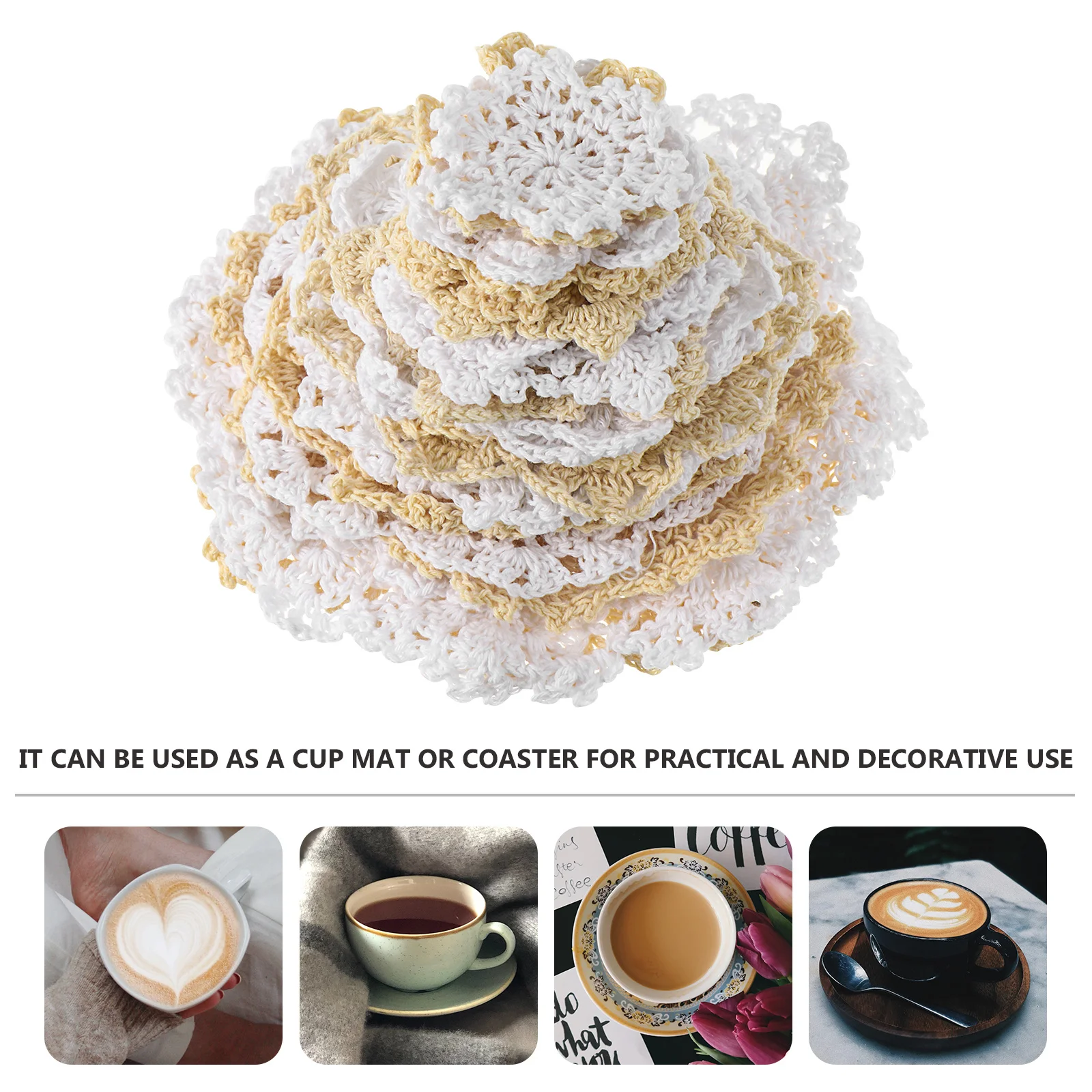 

24Pcs Crochet Cotton Lace Flowers Handmade Appliques for DIY Crafts Embellishments Crochet Doilies Cup Mats Coasters