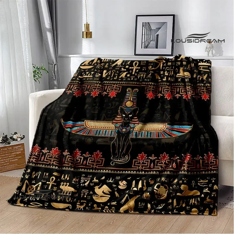 

3D Egyptian Pharaoh Oracle Black Cat Printed Blanket Warm Flannel blankets Home bed linings blankets for beds Birthday Gift