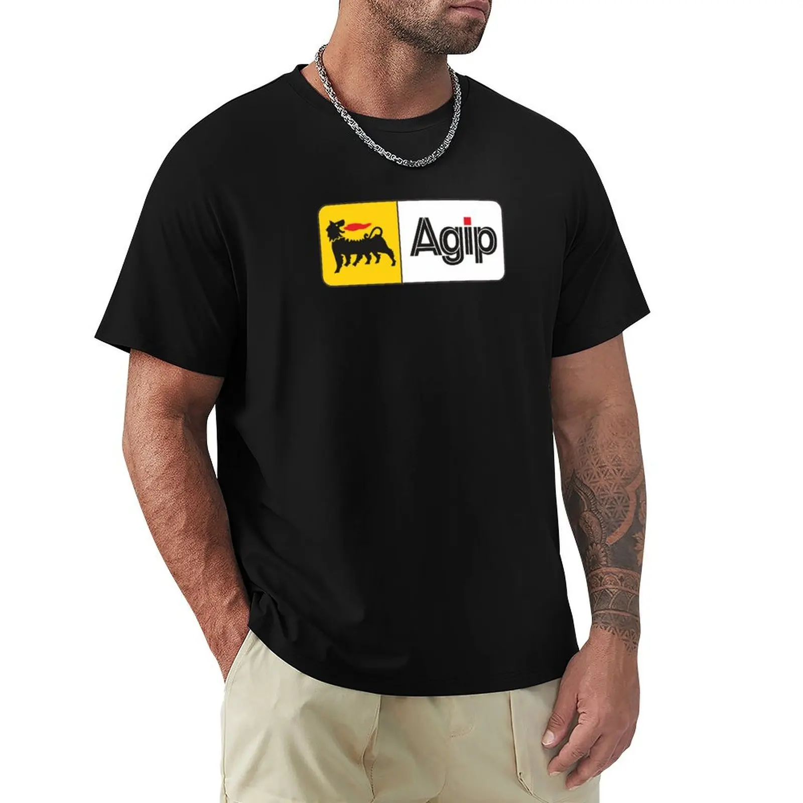 Футболка с логотипом Agip, повседневная, для отдыха, с коротким рукавом.
