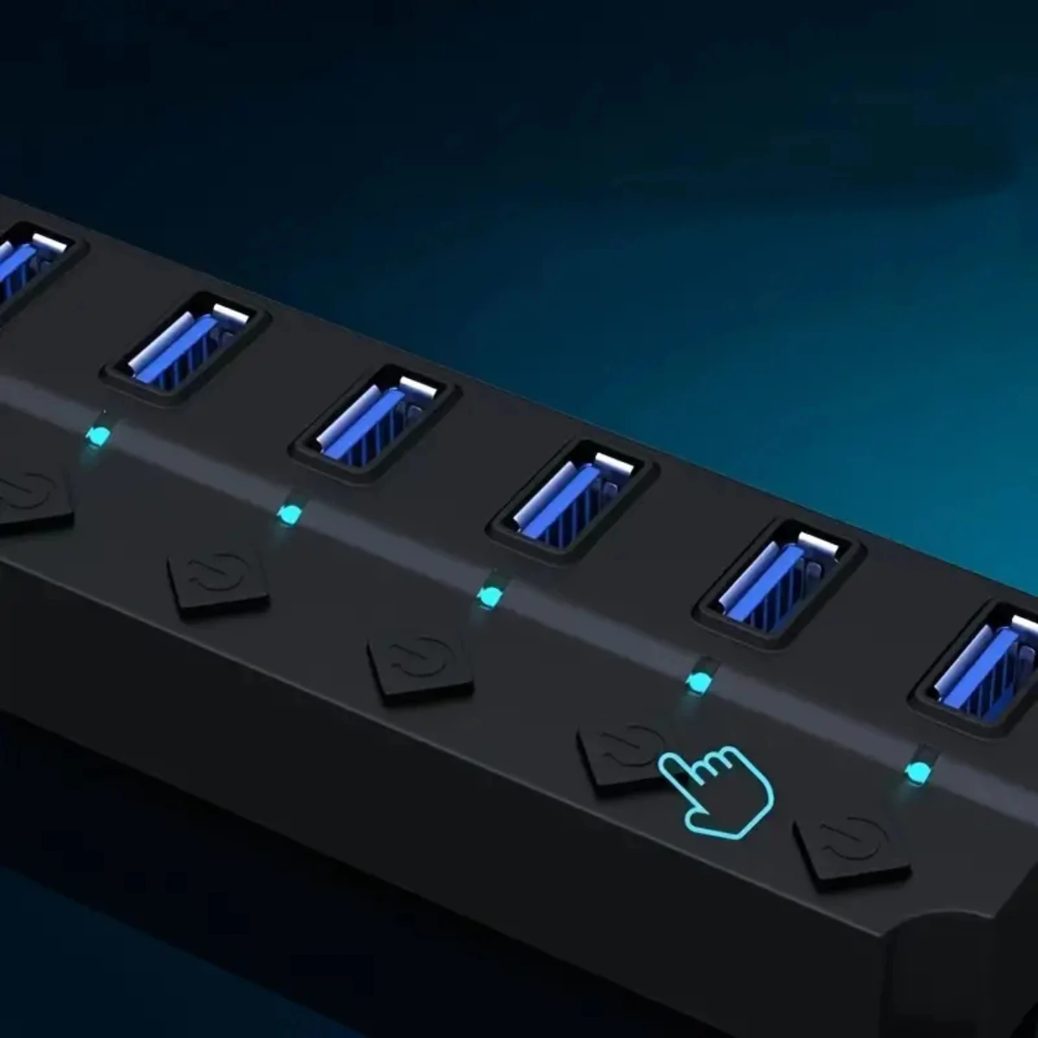 Hub inteligente multipuerto con conectividad eficiente y perfecta con control de interruptor independiente - 7 puertos