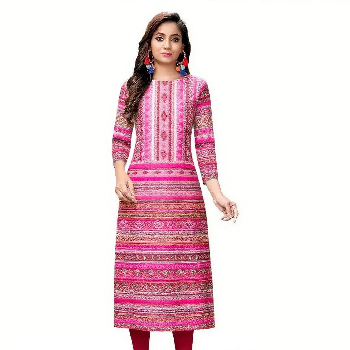 فستان كورت نسائي لعام 2026 عصري وأنيق بأكمام طويلة وأنبوب مستقيم كاجوال برقبة دائرية