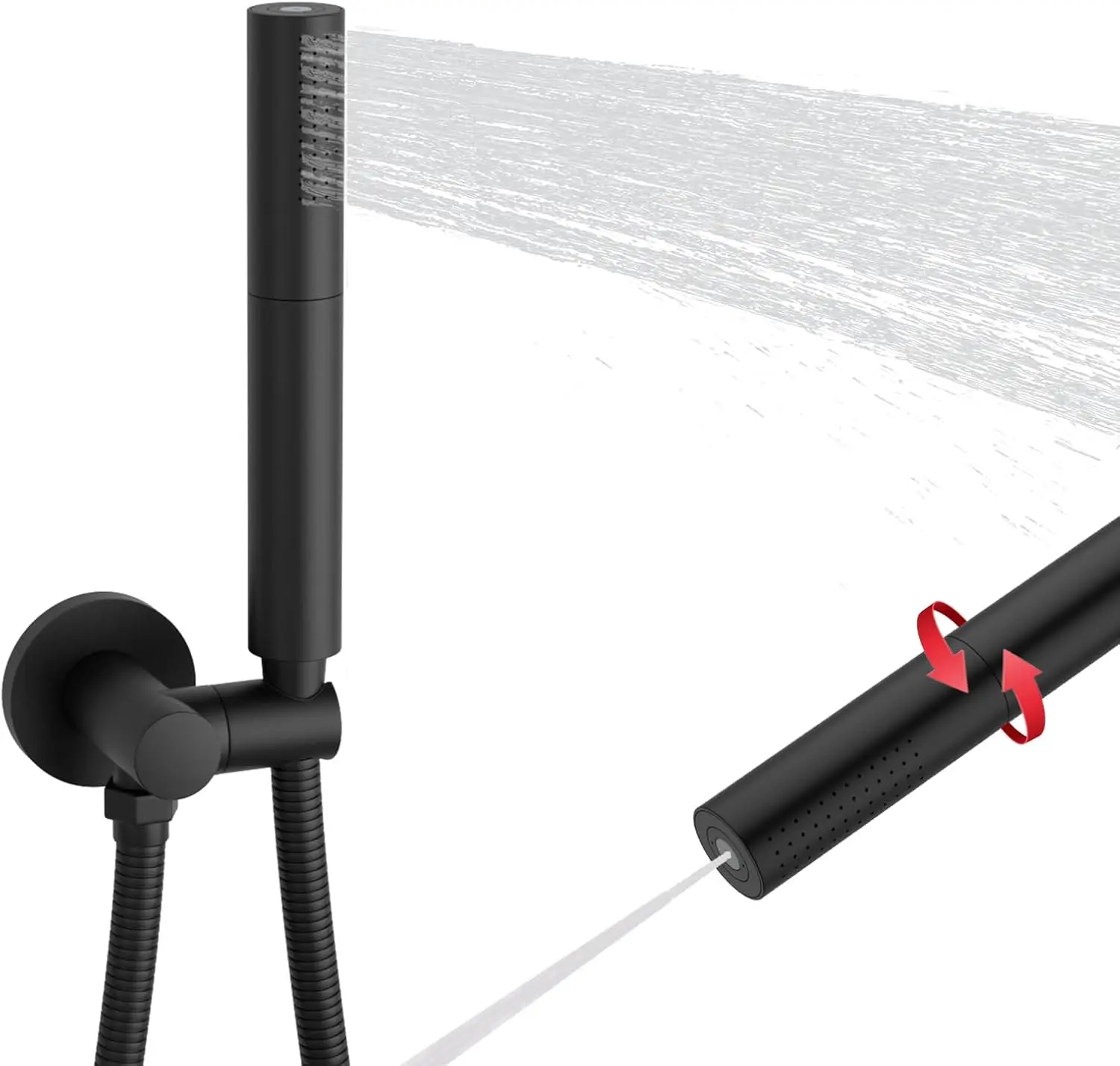 

7 Inch High Pressure Handheld Shower Head, 2-in-1 Function with 59-inch Hose and Bracket, Matte Black