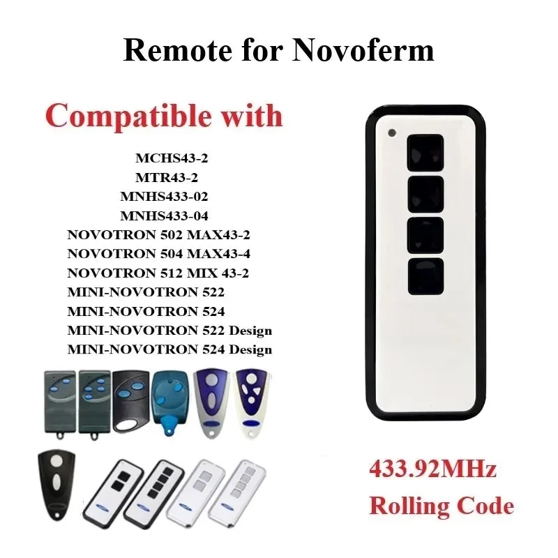 

NEW NOVOTRON 502 NOVOFERM 433.92 MHz Rolling Code Remote Control NOVOFERM MAX43-2/504 MAX43-4/ MNHS433-02/MCHS43-2 Transmitter