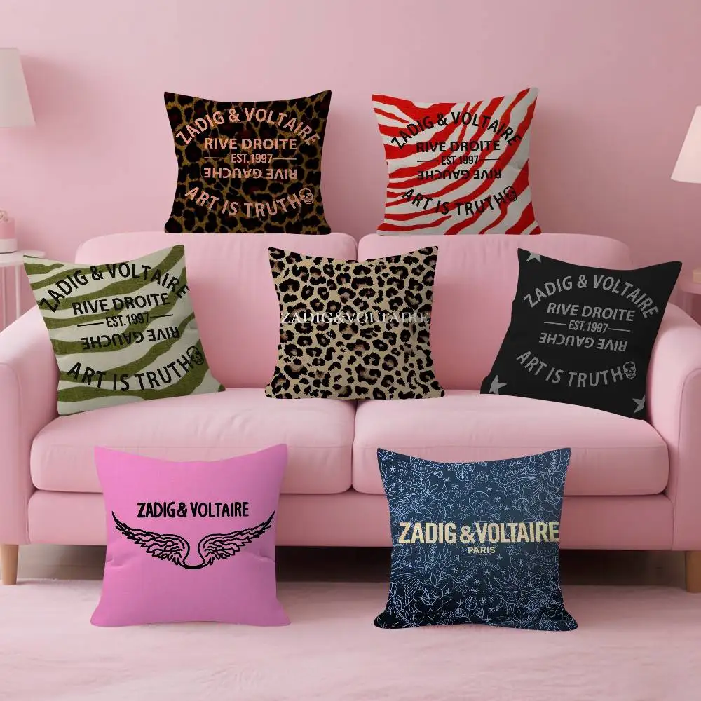 Funda de almohada con logotipo de Z-Zadig V-Voltaire para dormitorio y sala de estar, funda de cojín decorativa para sofá
