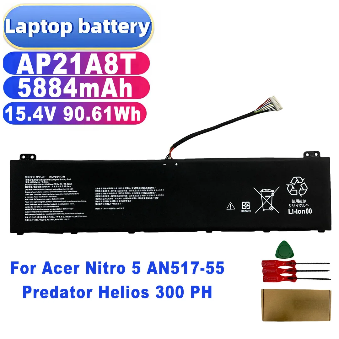 15.4V 90.61WH 5884mAh High-Capacity New Laptop Battery AP21A8T AP21A5T AP21A7T For Acer Nitro 5 AN517-55, Predator Helios 300 PH