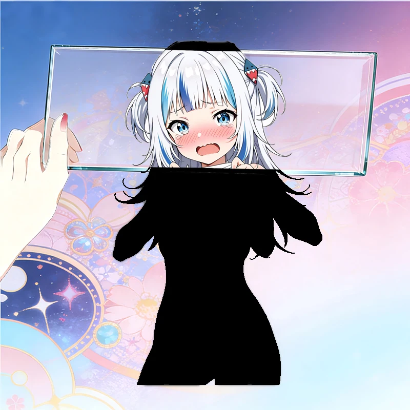 

EARLFAMILY Gawr Gura Hololive With Underwear Car Stickers Cute Guitar Luggage Car Accessories Decal Motorcycle Sunscreen Decals