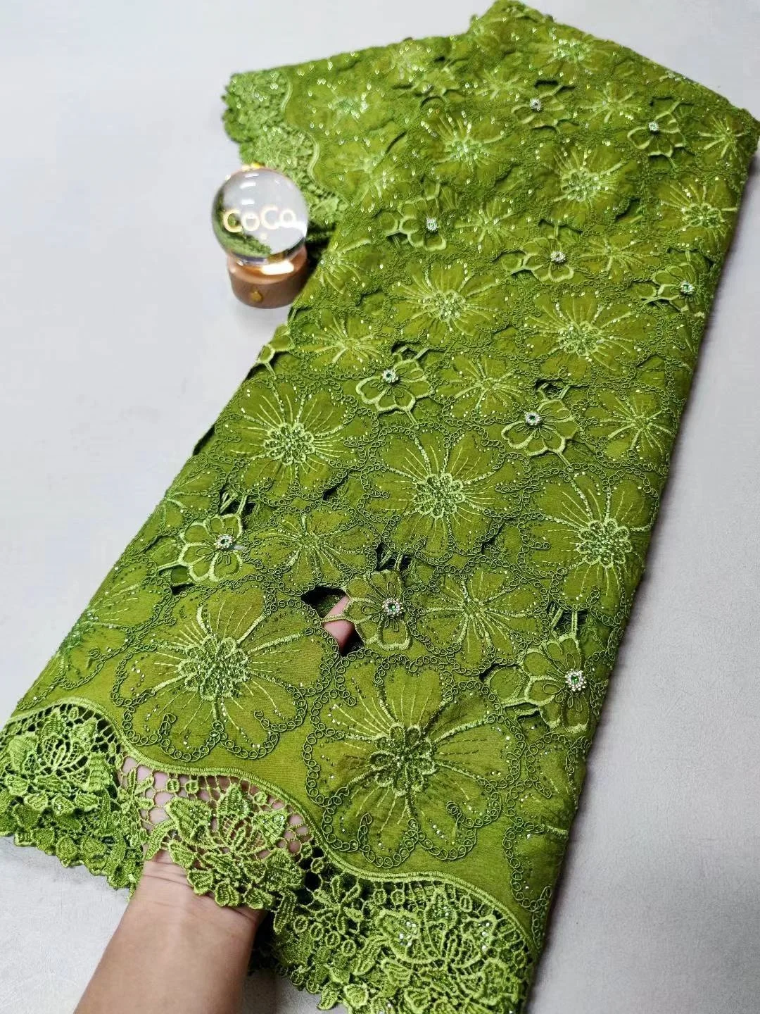 

2025 African Nigerian High Quality With Tulle Sewing Lace Fabric Guipure Embroidery Dresses Beads Stone Sequins 5yards XL118