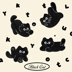 Black Cat Patches For Clothing Self-adhesive Applique Scratch Patch Mobile Phone Case Student Supplies DIY Embroidery Sticker